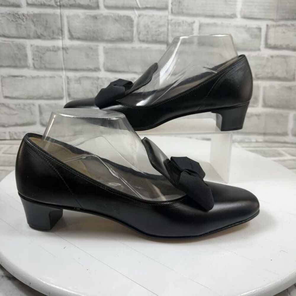 Swing Steps VINTAGE Woman's Size 8 M Black Leather Bow Pumps Tap Dance Shoes